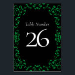 Numeração De Mesa Casamento Gótico Negra e Verde<br><div class="desc">Nossa bela design de espiral empresta um elemento moderno a esta coleção de casamentos góticos roxos e negros. Perfeito para um casamento temático escuro ou caso de Halloween.</div>