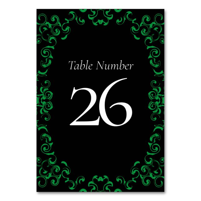 Numeração De Mesa Casamento Gótico Negra e Verde (Verso)