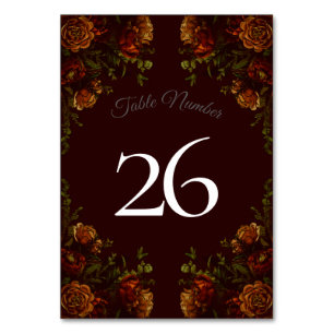 Numeração De Mesa Casamento Gótico Outonal Rústico Laranja Marrom