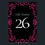 Numeração De Mesa Casamento Gótico Quente-Rosa e Negro<br><div class="desc">Nossa bela design de espiral empresta um elemento moderno a esta coleção de casamentos góticos,  rosa-quente e preto. Perfeito para um casamento temático escuro ou caso Rockabilly.</div>