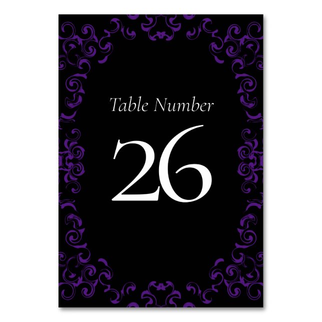 Numeração De Mesa Casamento Gótico Roxo Preto (Verso)