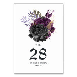 Numeração De Mesa Casamento Gótico Roxo Preto e Dourado