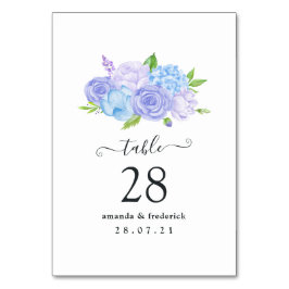 Numeração De Mesa Casamento Hortênsia Azul e Lavanda Clara