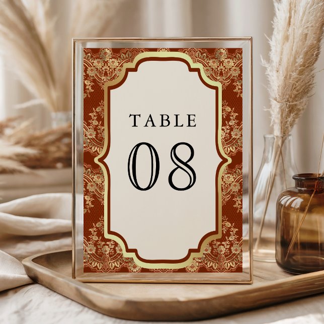 Numeração De Mesa Casamento Indiano Laranja Dourado Renda (Criador carregado)