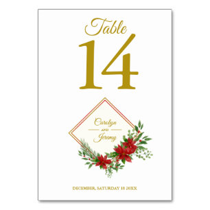 Numeração De Mesa Casamento Inspirado no Natal com Diamantes e Poins