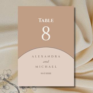Numeração De Mesa Casamento Japandi, Minimalista, Beige Rosa