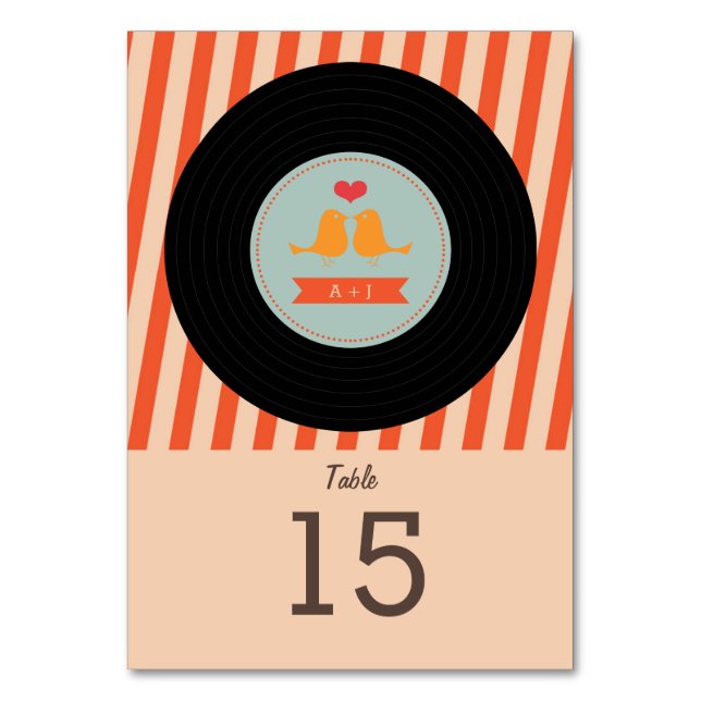 Numeração De Mesa Casamento Laranja Azul Céu Azul com Registro Retro (Frente)