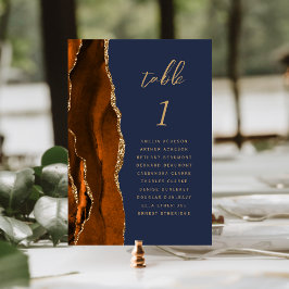 Numeração De Mesa Casamento Laranja Queimado Dourado Ágata Azul Nava
