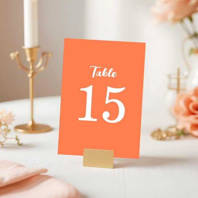 Numeração De Mesa Casamento Laranja Rosa Coral Moderno e Tendência (Criador carregado)