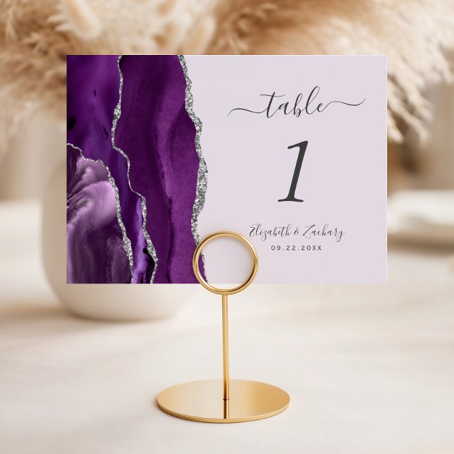 Numeração De Mesa Casamento Lavanda Ágata Prata Roxa (Criador carregado)