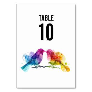 Numeração De Mesa Casamento LGBTQ+ Rainbow Lovebird