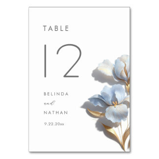 Numeração De Mesa Casamento Lírio Azul Flor 3D