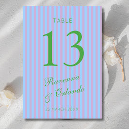 Numeração De Mesa Casamento Listra Rosa Azul Verde Cítrico Retro