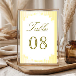 Numeração De Mesa Casamento Listrado Amarelo Clássico