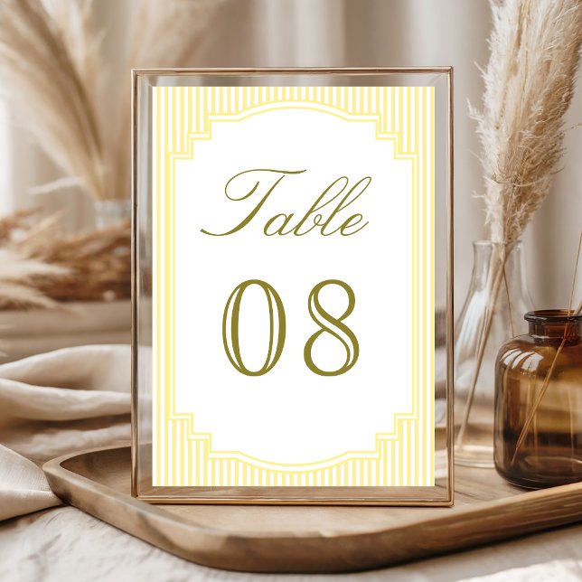 Numeração De Mesa Casamento Listrado Amarelo Clássico (Criador carregado)