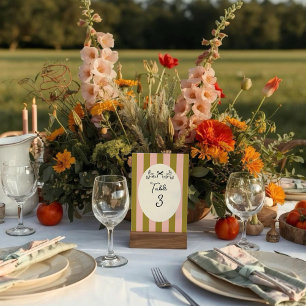 Numeração De Mesa Casamento Listrado de Verde Oliva e Rosa Bege