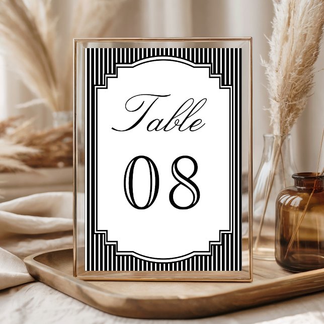 Numeração De Mesa Casamento Listrado Preto e Branco (Criador carregado)