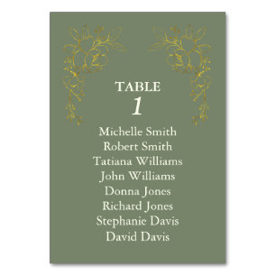 Numeração De Mesa Casamento Luxo Flores Douradas Marfim Verde Sage