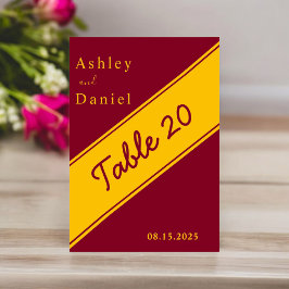 Numeração De Mesa Casamento Luxuoso Burgundy Moderno e Elegante Dour