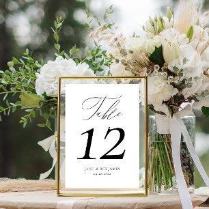 Numeração De Mesa Casamento Luxuoso Preto e Branco com Caligrafia El