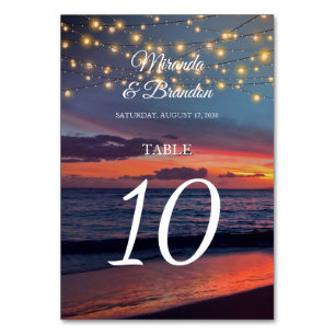 Numeração De Mesa Casamento Luz de Verão de Corda de Praia Sunset El
