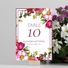Numeração De Mesa Casamento Magenta Rosa Coral Floral