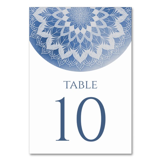 Numeração De Mesa Casamento Mandala de Renda Azul (Frente)