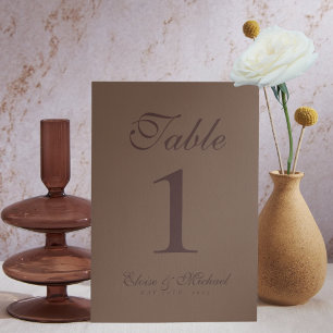 Numeração De Mesa Casamento Marrom Espuma Simples Moderno