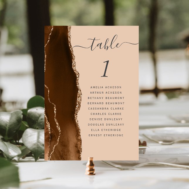 Numeração De Mesa Casamento Marrom Mocha Dourado Ágata Bege (Criador carregado)