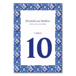 Numeração De Mesa Casamento Mediterrâneo Azul Moderno