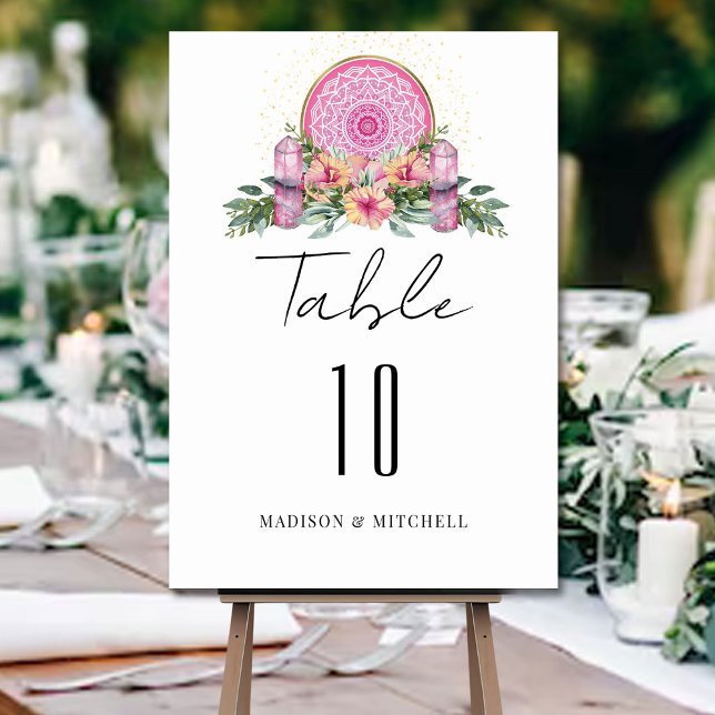 Numeração De Mesa Casamento Metafísico com Cristais de Mandala Flora (Criador carregado)