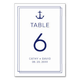 Numeração De Mesa Casamento Minimalista Azul-Marinho Anchor Náutico