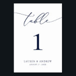 Numeração De Mesa Casamento Minimalista Azul marinho | Mesa personal<br><div class="desc">(**NOTA: Para solicitar,  basta ajustar o número da tabela (e o nome/data) e adicionar cada número ao carrinho separadamente. Em seguida,  faça check-out assim que terminar.) Belo,  elegante,  moderno e minimalista,  cartão de número de mesa. Totalmente personalizável com seus nomes (ou Nome do Evento) e Data.</div>