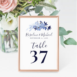 Numeração De Mesa Casamento Minimalista Azul Marinho Moderno Elegant