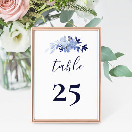 Numeração De Mesa Casamento Minimalista Azul Marinho Moderno Elegant