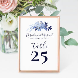 Numeração De Mesa Casamento Minimalista Azul Marinho Moderno Elegant