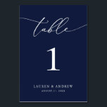 Numeração De Mesa Casamento Minimalista Azul marinho | Personalizaçã<br><div class="desc">(**NOTA: Para solicitar,  basta ajustar o número da tabela (e o nome/data) e adicionar cada número ao carrinho separadamente. Em seguida,  faça check-out assim que terminar.) Belo,  elegante,  moderno e minimalista,  cartão de número de mesa. Totalmente personalizável com seus nomes (ou Nome do Evento) e Data.</div>