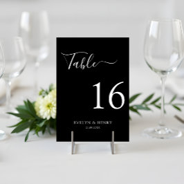 Numeração De Mesa Casamento Minimalista Branco e Preto Chic