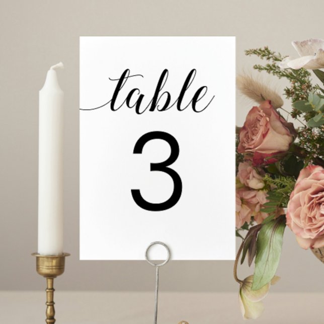 Numeração De Mesa Casamento Minimalista da Caligrafia Elegante (Criador carregado)