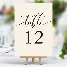 Numeração De Mesa Casamento Minimalista de Caligrafia Creme Marfim