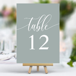 Numeração De Mesa Casamento Minimalista de Caligrafia em Sage Empoei