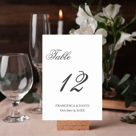 Numeração De Mesa casamento minimalista de caligrafia na moda