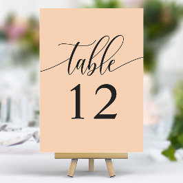 Numeração De Mesa Casamento Minimalista de Caligrafia Pêssego Suave