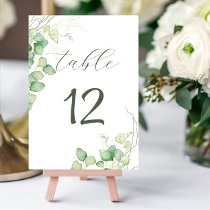 Numeração De Mesa Casamento Minimalista de Eucalyptus Watercolor