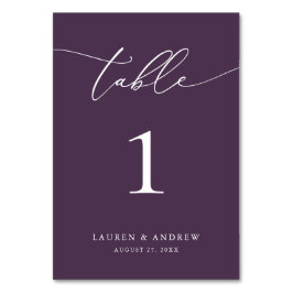 Numeração De Mesa Casamento Minimalista de Roxo Plum | Personalizaçã