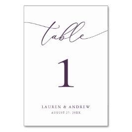 Numeração De Mesa Casamento Minimalista de Roxo Plum | Tabela Person