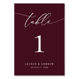 Numeração De Mesa Casamento Minimalista do Burgundy Wine | Personali