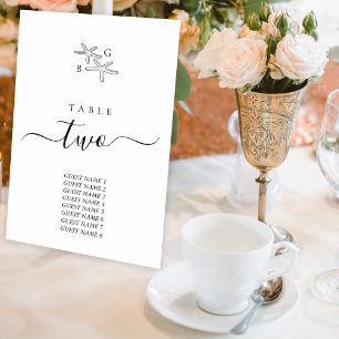 Numeração De Mesa Casamento Minimalista do Monograma da Praia de Sta