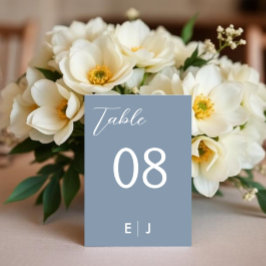 Numeração De Mesa Casamento Minimalista em Azul Poeirento