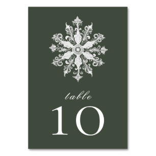 Numeração De Mesa Casamento Minimalista em Floco de Neve Verde